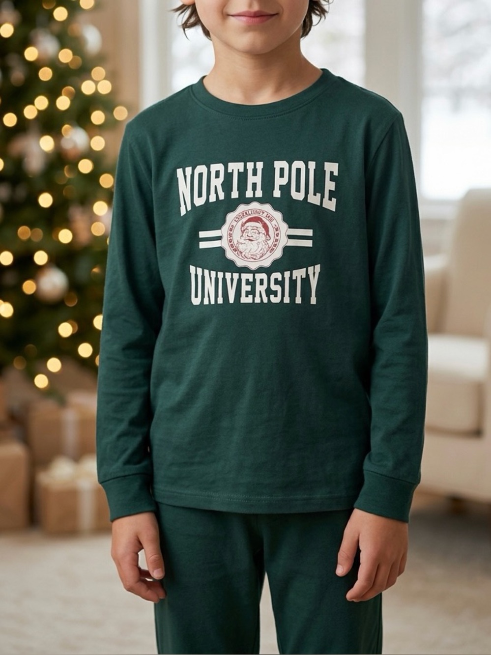 NWT - ‘NORTH POLE UNIVERSITY’ Christmas Long Sleeve Graphic T-Shirt